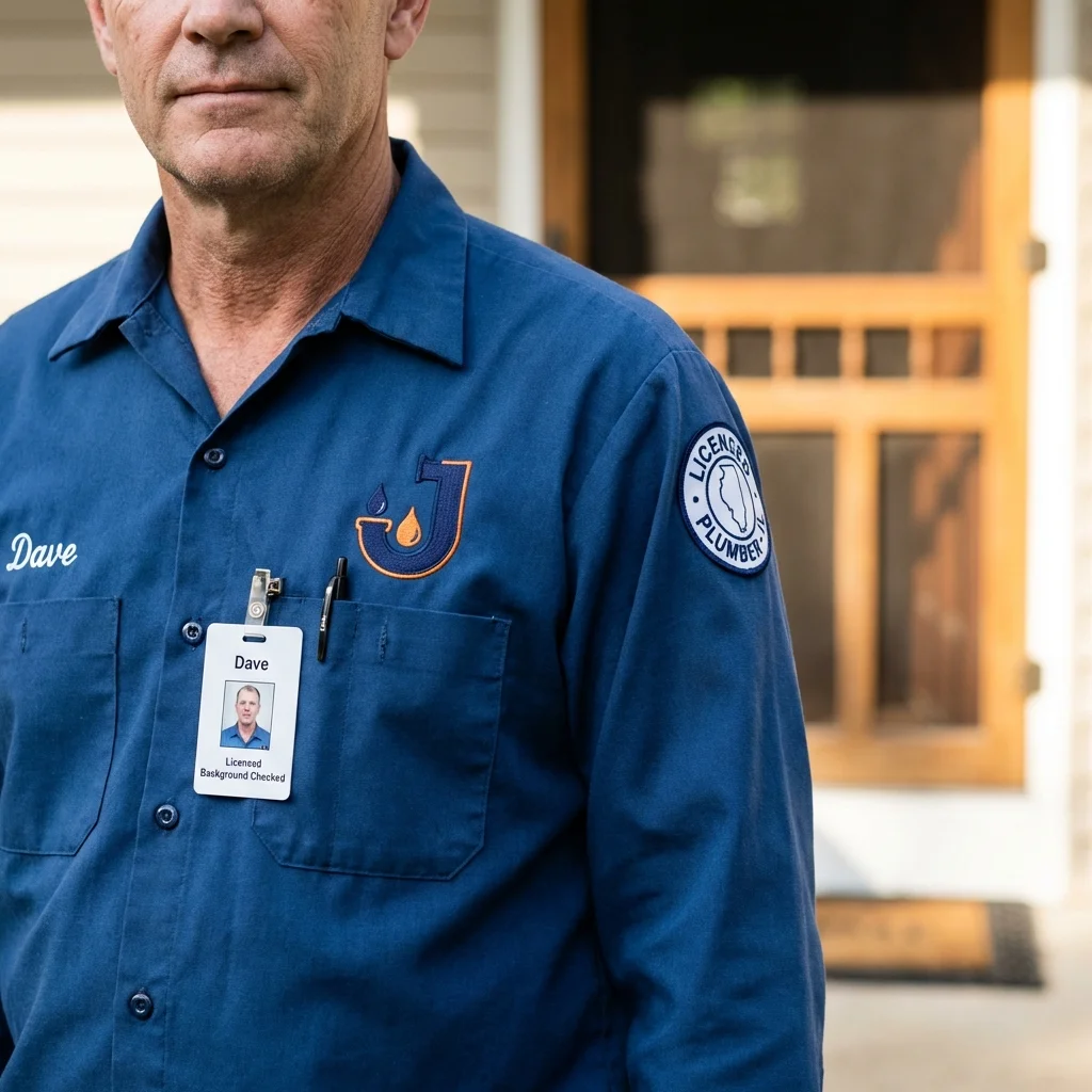 Licensed plumber showing ID badge in Chaparral, NM