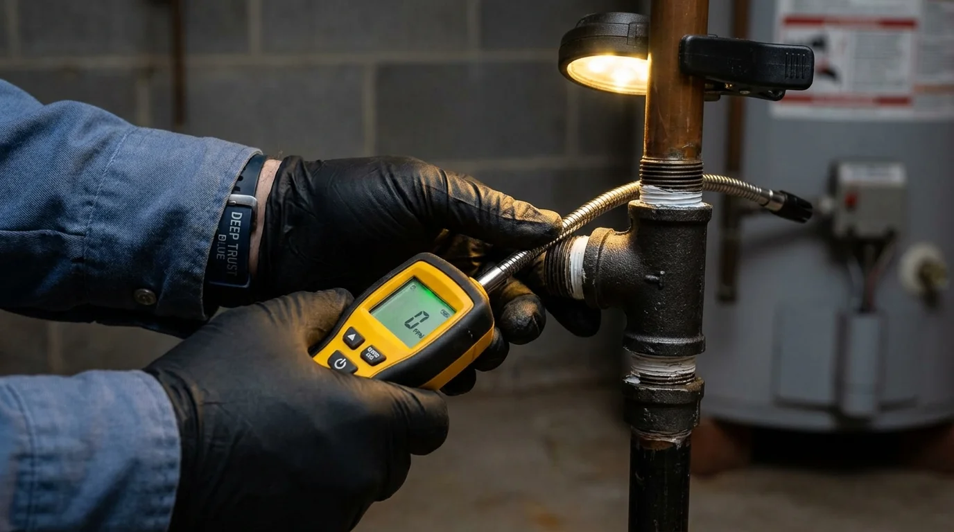 Gas leak detection with electronic sniffer by Johns Plumbing LLC in Chaparral